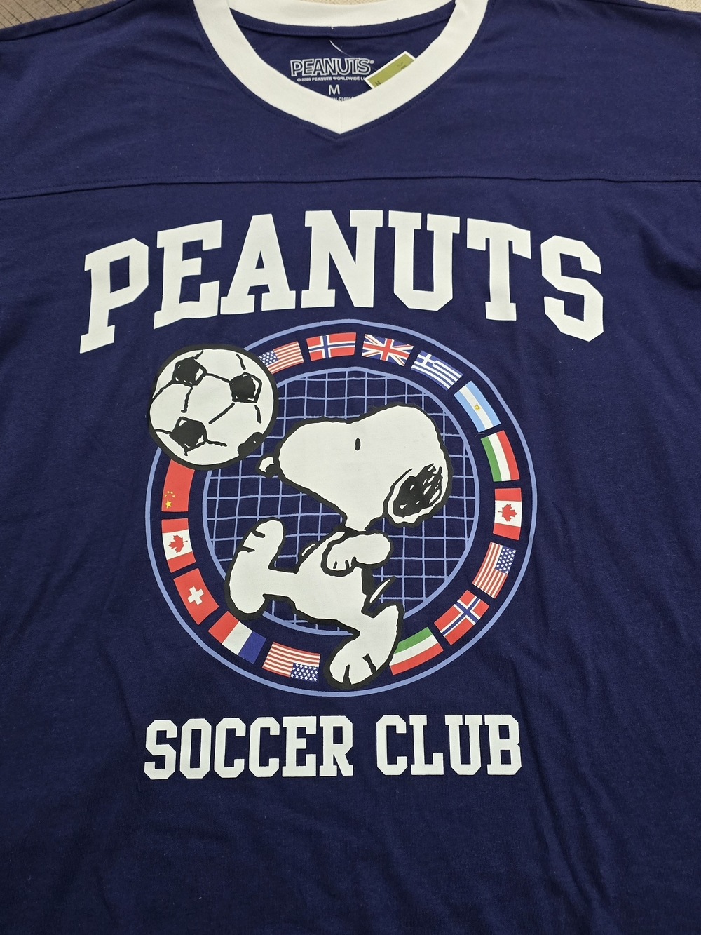 Peanuts Navy Short Sleeve Soccer Club Tee with White Graphic